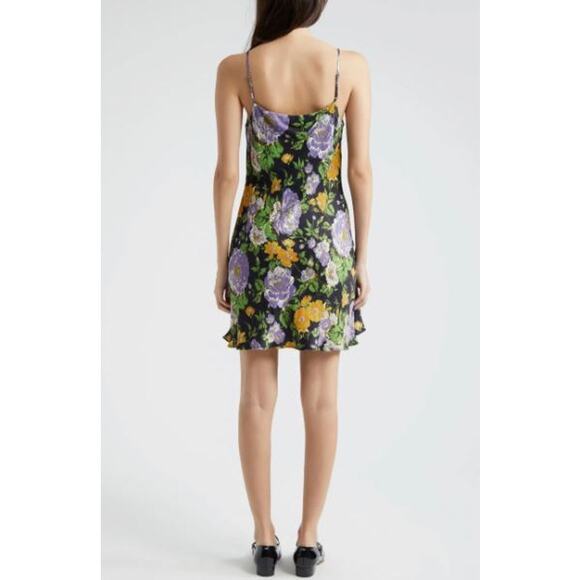 NEW Farm Rio Capri Floral Sleeveless Mini Slipdress Square Neck Black Size Small - Picture 3 of 8